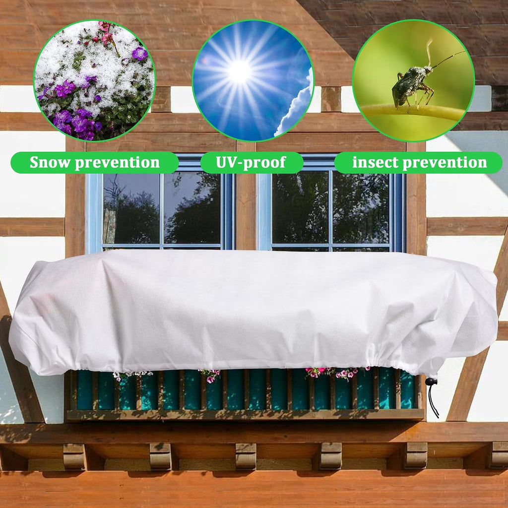DECOHS 3 Pcs Rectangular Winter Plant Freeze Protection Cover - 39.3" x 17.7" x 15.7" Balcony Planter Box Cover - Frost