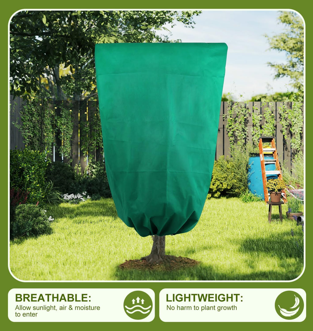 Plant Covers Freeze Protection, 4 Pack Frost Cloths with Zipper Drawstring (31.5" x 47.3"), Reusable Garden Fruit Tree