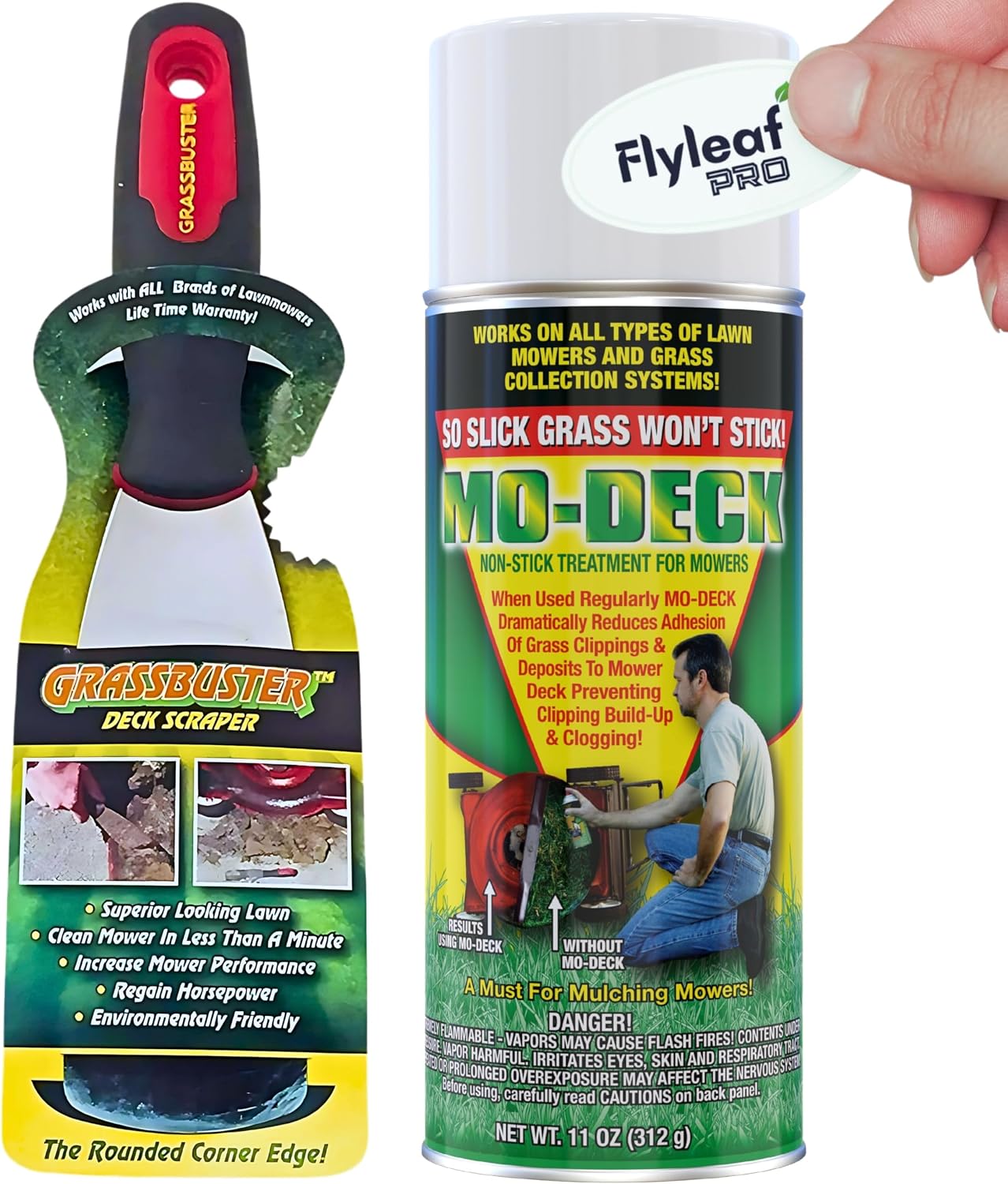 Mo Deck Lawn Mower A Nonstick Spray with Scraper Tool – Pressurized, Deters Grass & Clipping Buildup, Reduces Clumping