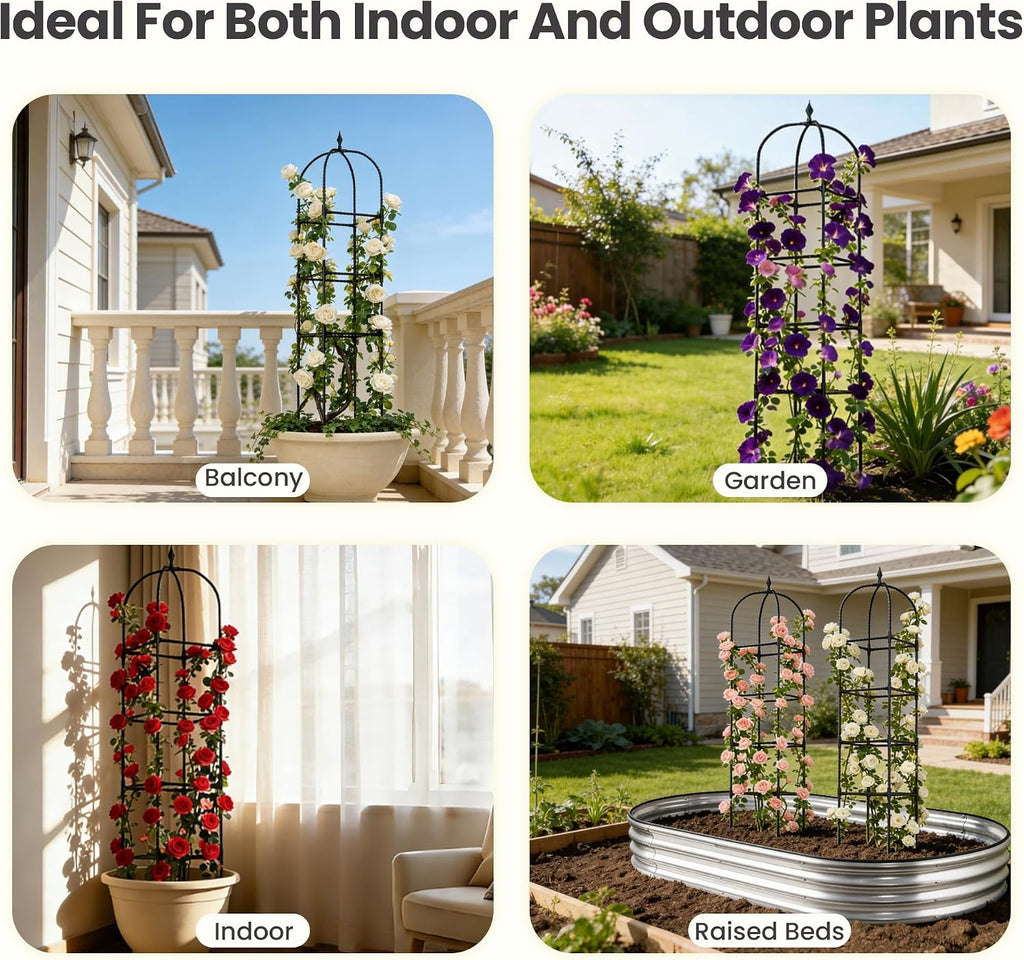 2 Pack 70.87" Garden Obelisk Trellis for Climbing Plants, Pyramid Design for Roses, Clematis, Jasmine, and Vegetable