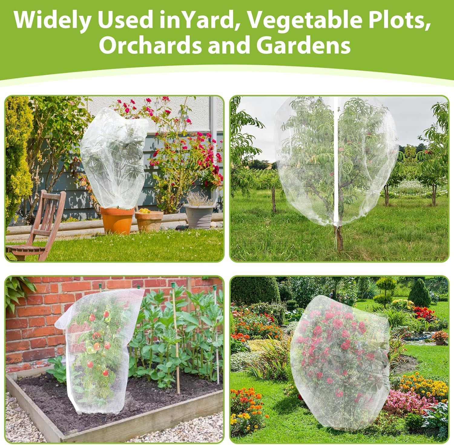 Large Fruit Tree Netting, 12X12FT Insect Garden Net, Zipper, Drawstring | Tree Net, Bird Netting, Garden Protection