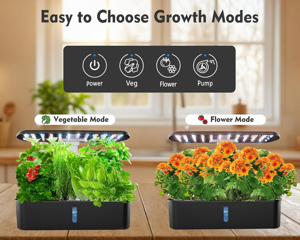 Hydroponics Growing System Kit 12 Pods Indoor Garden, Hydroponic Indoor Herb Garden Kit with Grow Light, Smart in Door