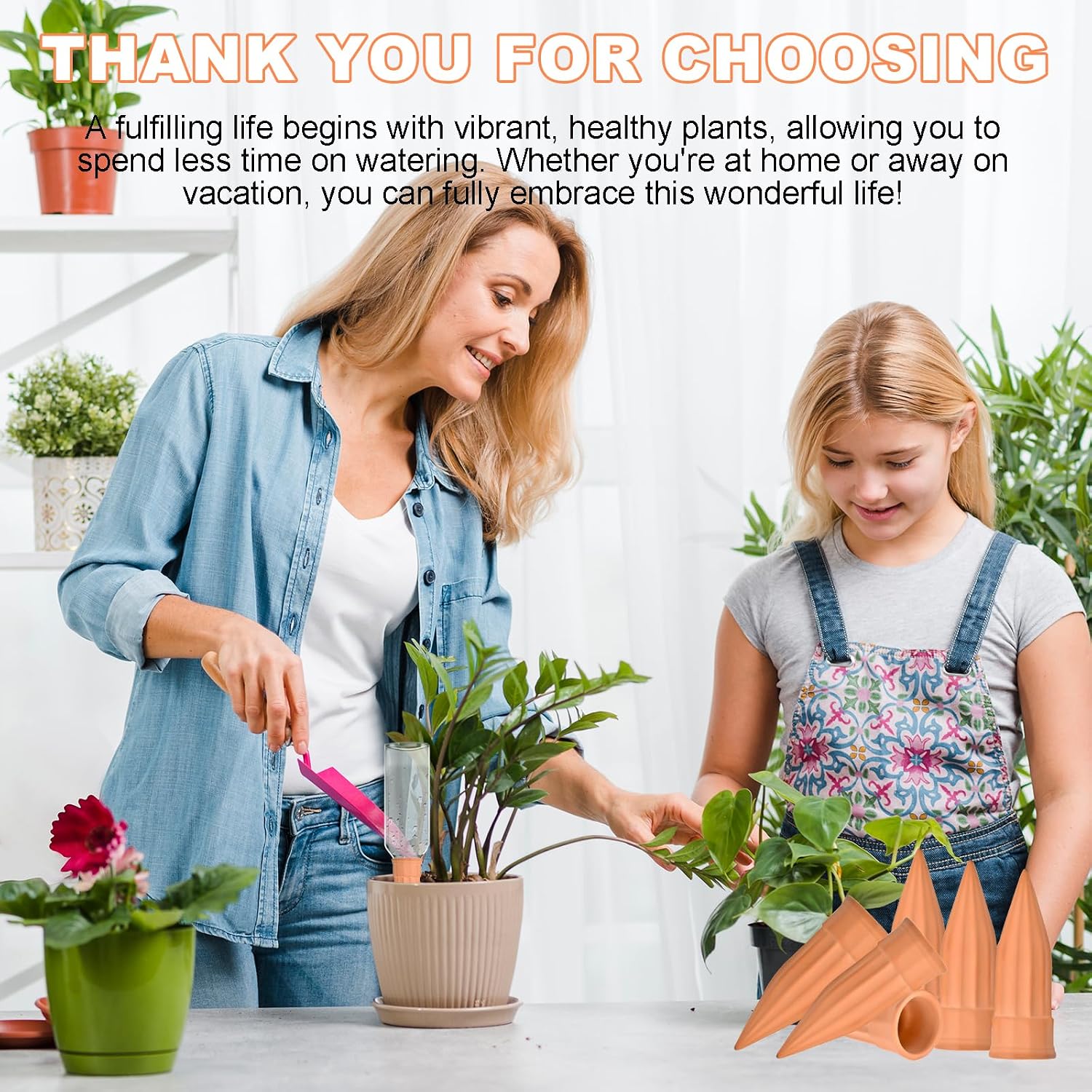 16 Pack Terracotta Plant Waterers - Self Watering Spikes and Watering Stakes for Automatic Watering, Slow Release