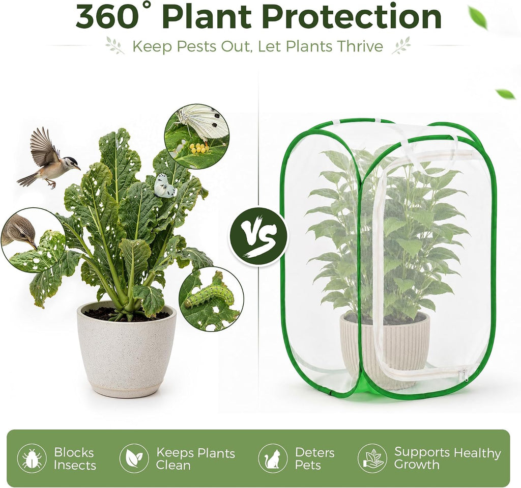 36" Pop Up Garden Mesh Plant Cover, Butterfly Enclosure Mesh | Pop Up Greenhouse, Plant Cover for Pests, Bird and Plant