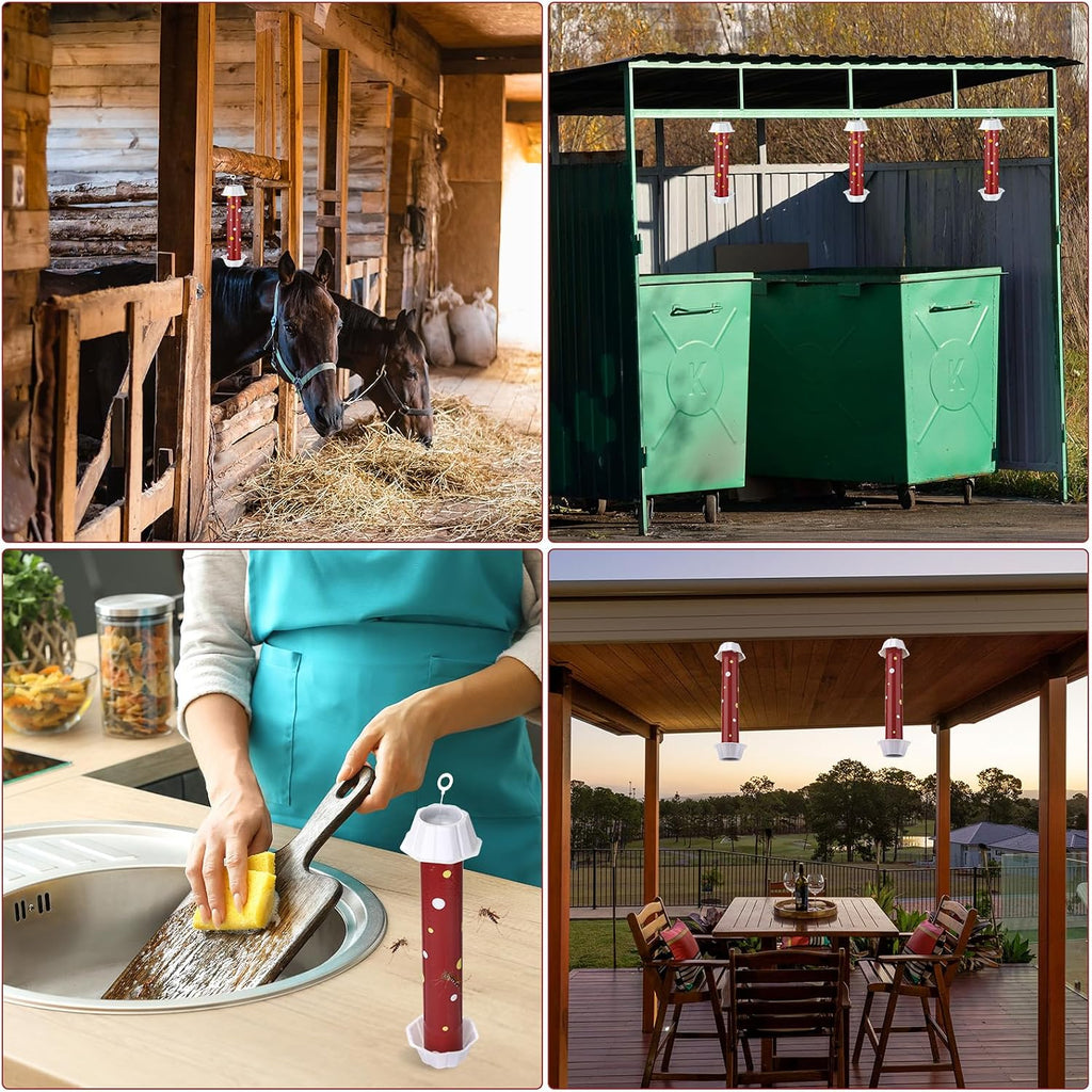 12 Pcs Sticky Fly Trap Fly Stick Indoor Outdoor Long Lasting Adhesive Fly Catcher with Hanging Hook for Wasps Gnats