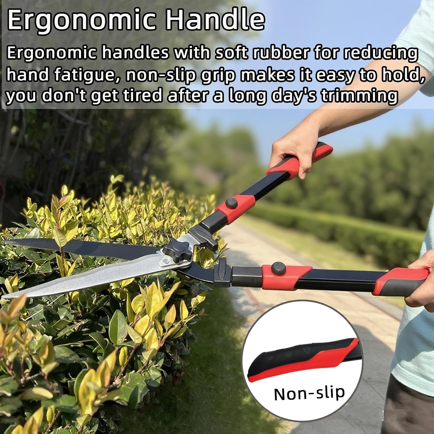 YRTSH Hedge Shears, Extendable 26"-32" Hedge Clippers with Sharp Wavy Blade | Manual Hedge Shears for Trimming Borders