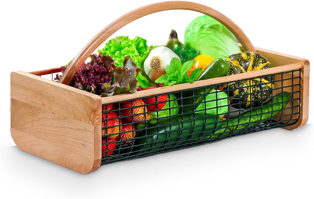 Garden Hod Harvest Basket - Durable Wooden Gardening Supply for Flowers, Vegetables, and Fruits - Handcrafted in Maine