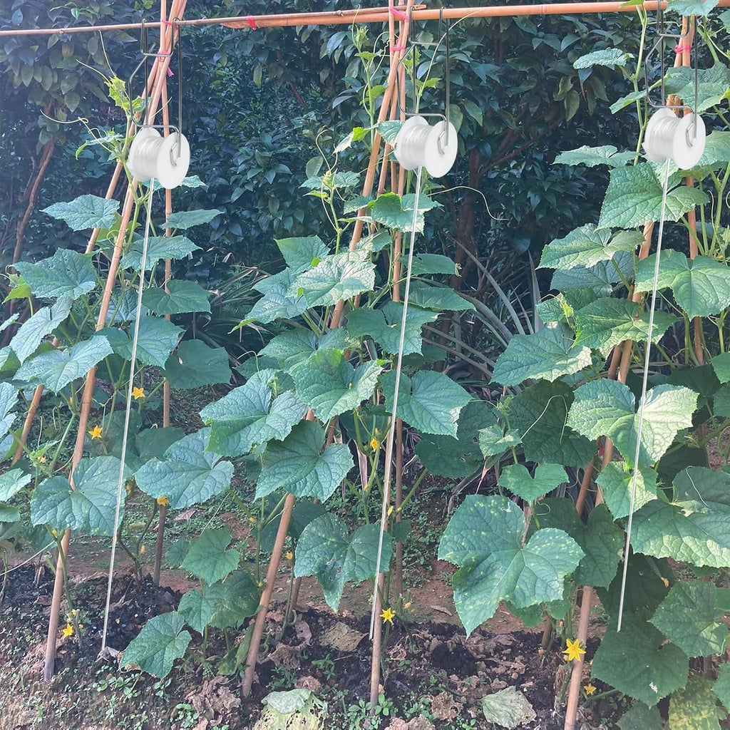 Tomato Support Hooks with String 20 Pcs,100 Pcs Plant Support Clips for Climbing Plants,Tomato Trellis Roller Hooks