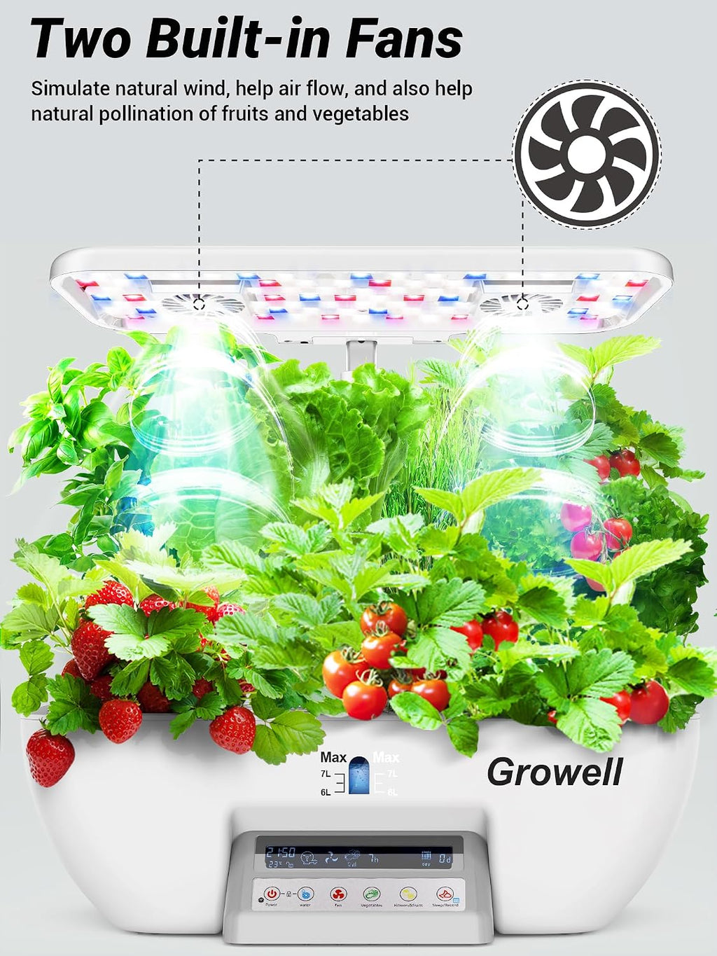 Growell Hydroponics Growing System, 17 Pods Large Indoor Garden with 2 Fans | 102 28W Full-Spectrum Grow Lights