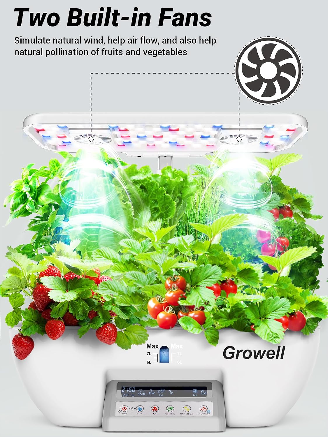 Growell Hydroponics Growing System, 17 Pods Large Indoor Garden with 2 Fans | 102 28W Full-Spectrum Grow Lights