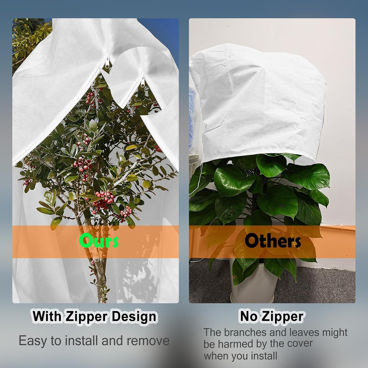 Rohuis Plant Covers Freeze Protection Winter, 2 Packs 95" Hx79 W 2.82oz Huge Tree Blankets Frost Cloth for Outdoor