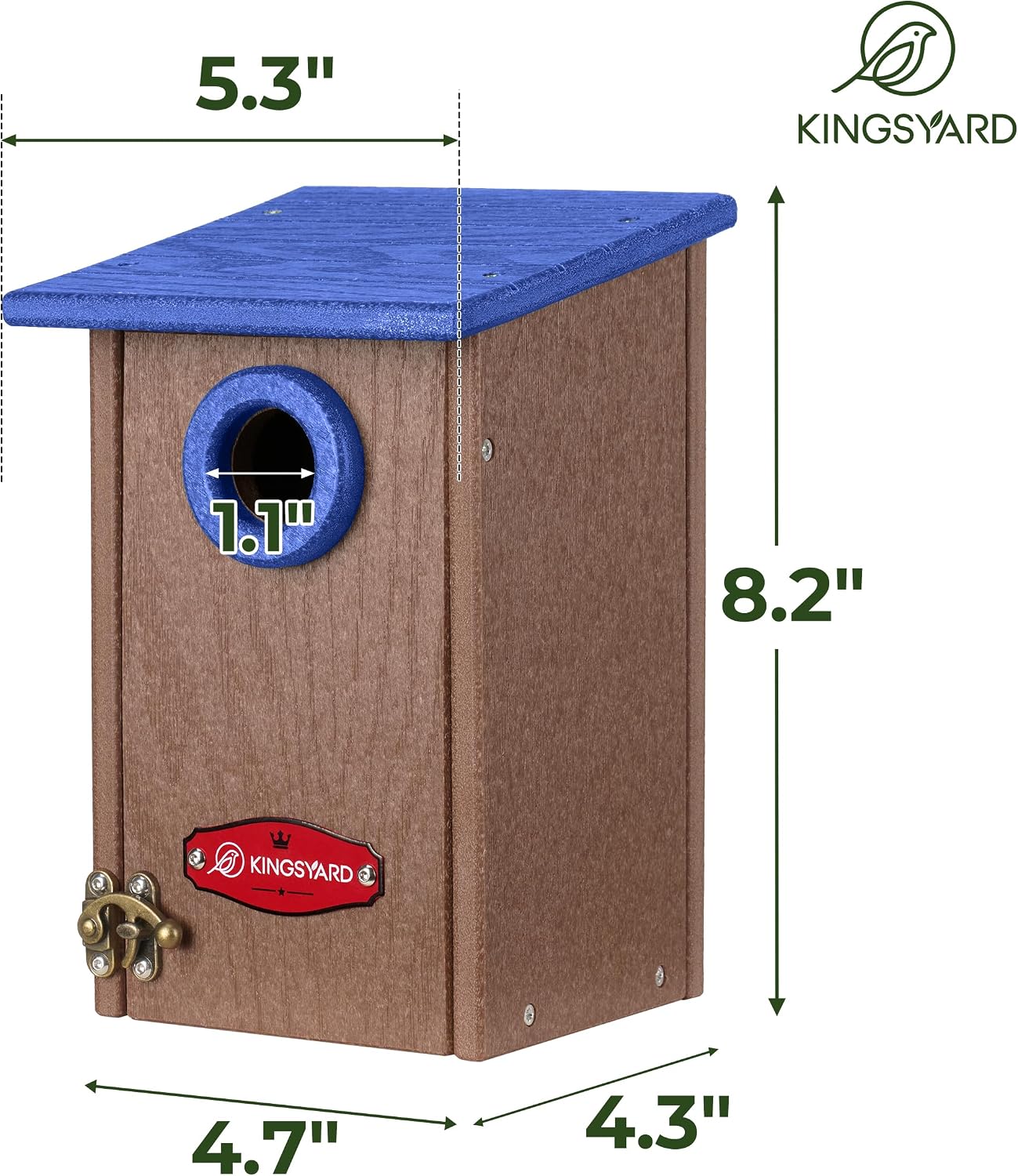 Kingsyard Recycled Plastic Bird House for Outdoors - Weatherproof Wren Bird Nesting with Predator Guard & Air Vents