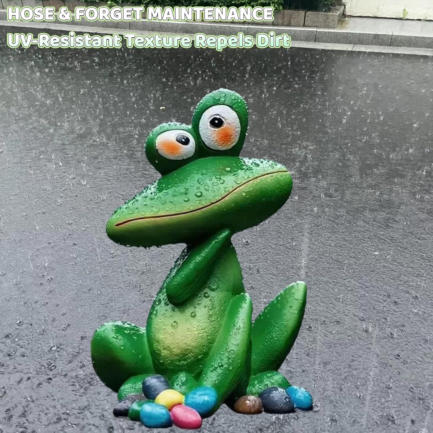 Large Outdoor Sitting Frog Statue - 9" Cute Garden Decor for Yard, Resin Animal Sculpture for Patio & Backyard