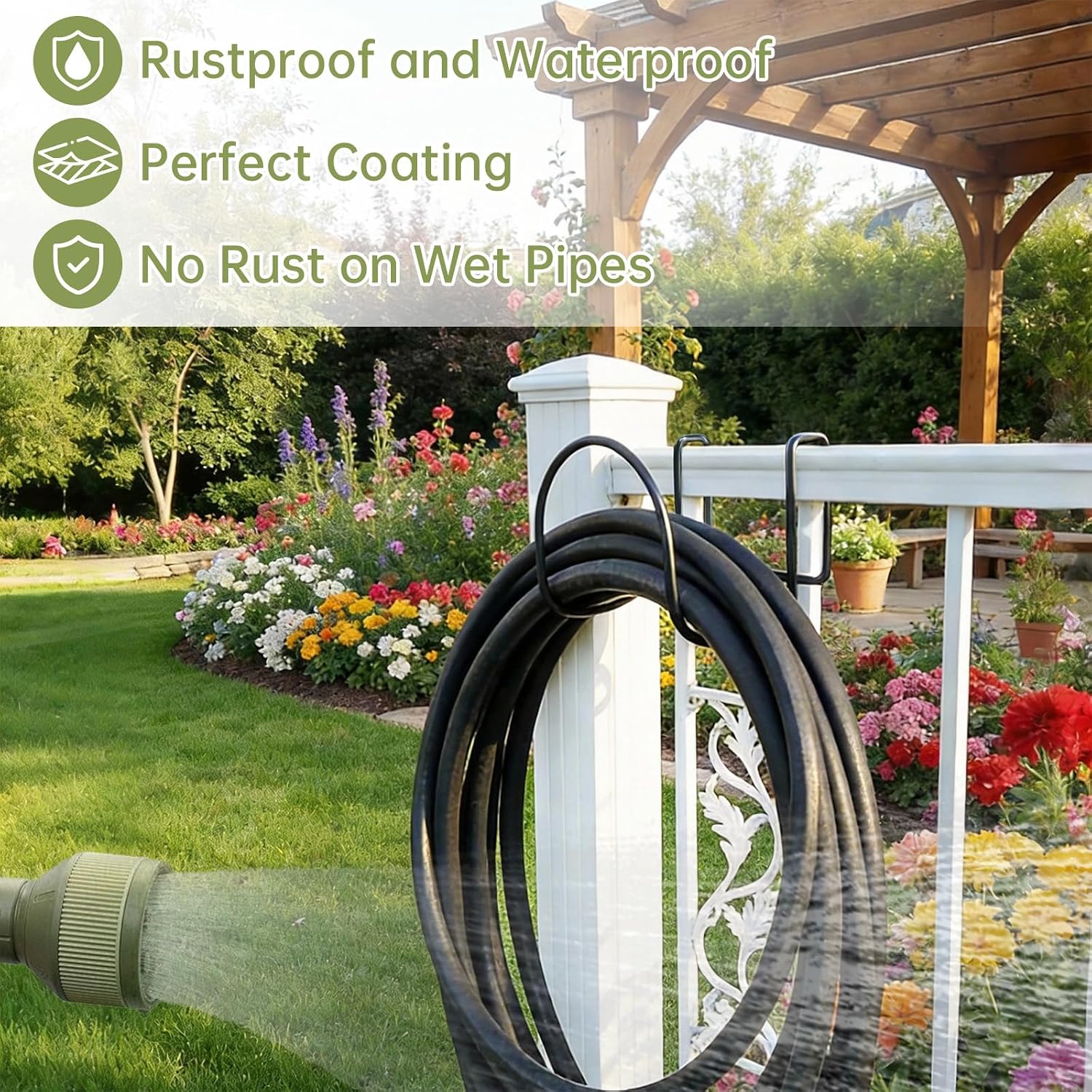 Garden Hose Holder - Heavy Duty Hose Hanger Wall Mounted Water Hose Holder | For retractable and flexible hoses, for