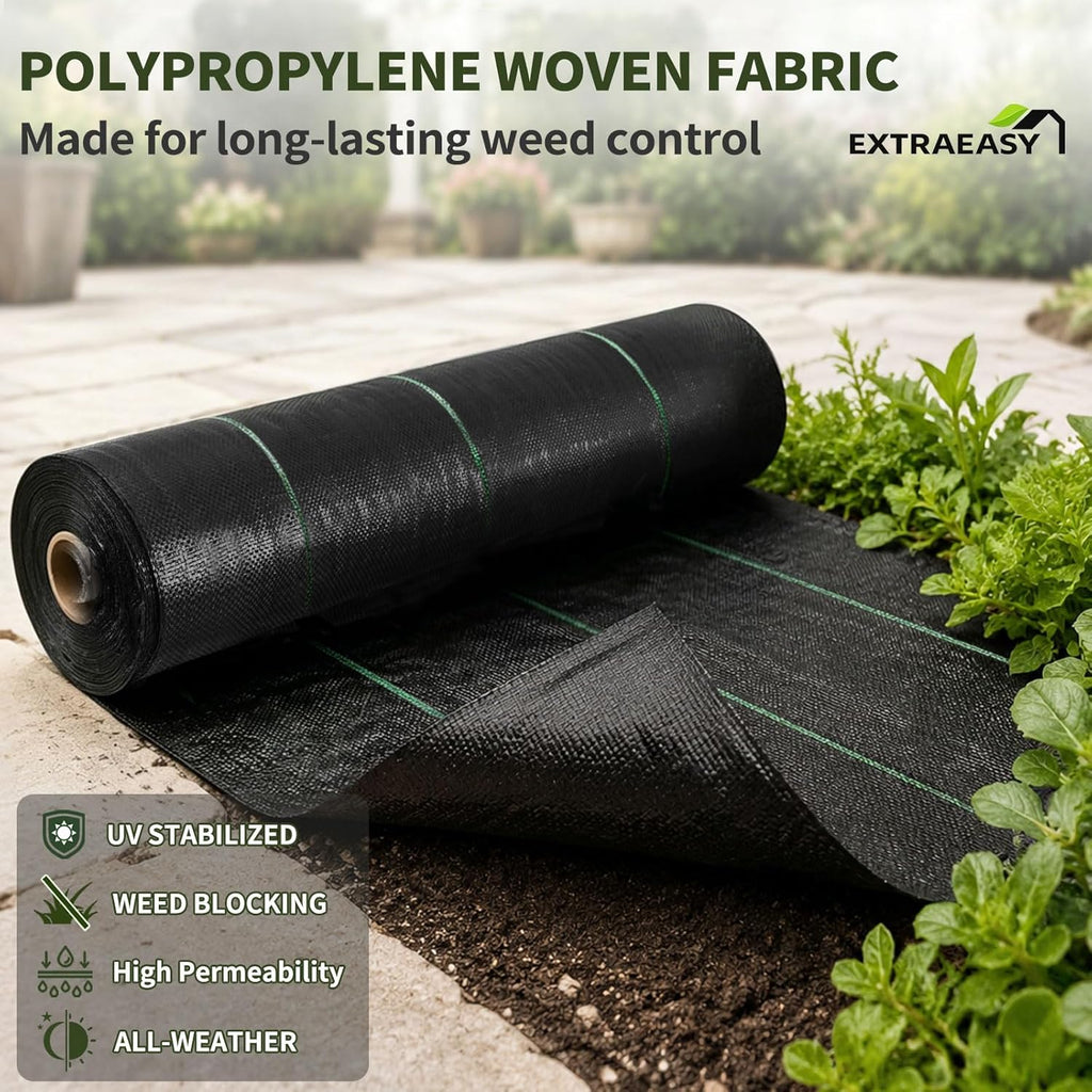 EXTRAEASY 4ft x 300ft Weed Barrier Fabric, Heavy Duty Landscape Fabric, 3.2oz Weed Control Fabric, Tear-Resistant Weed