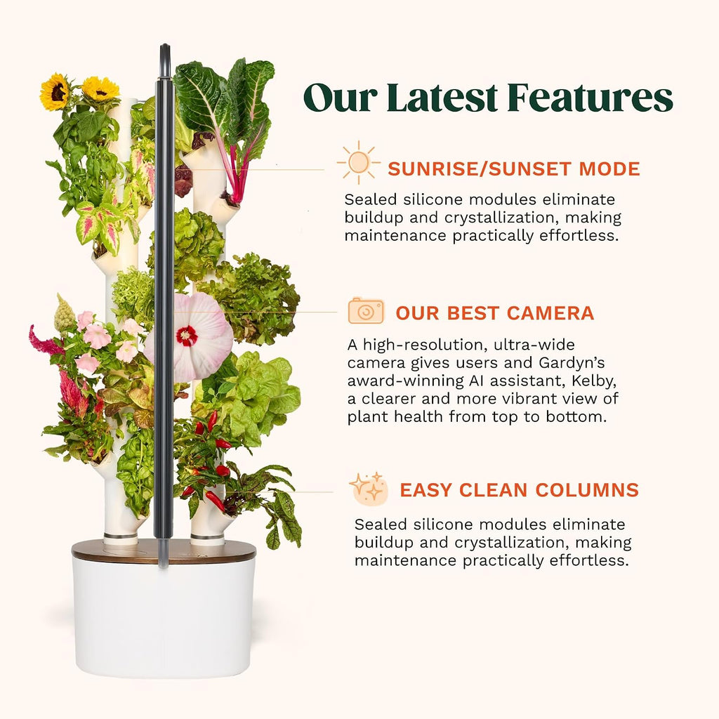 Gardyn Studio 2 Hydroponics Growing System - 16 Plants, Smart Tower | New & improved, non-GMO plants, herbs