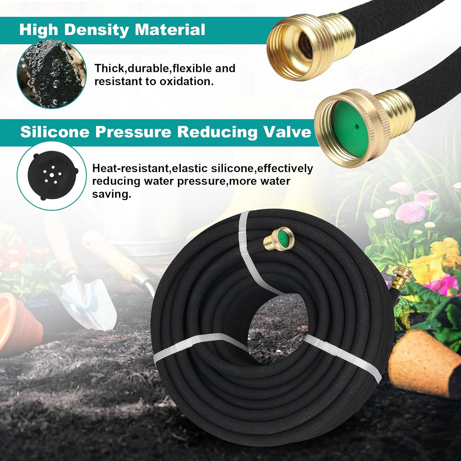 5/8" 50 FT*2 Pack Soaker Hose for Water Drip Irrigation for Lawn | Heavy Duty Construction, Saves 70% Water, Yard