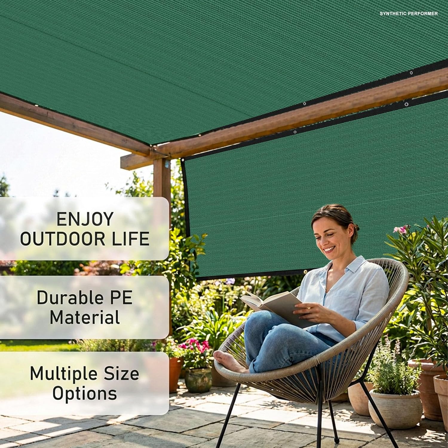 Green 10×20FT Shade Cloth,Durable Mesh Tarp with Grommets,for Garden,Car, Outdoor Pergola,Greenhouse,Chicken Coop and