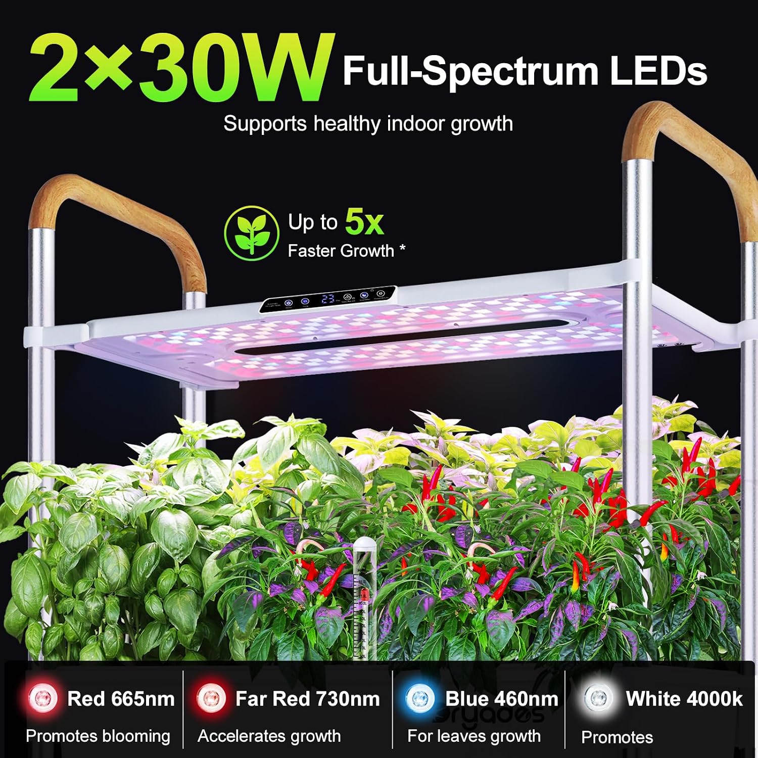 54-Pod Hydroponic Growing System, 2-Tier Indoor Garden for Herbs & Vegetables with 2×30W Full-Spectrum LED Grow Lights