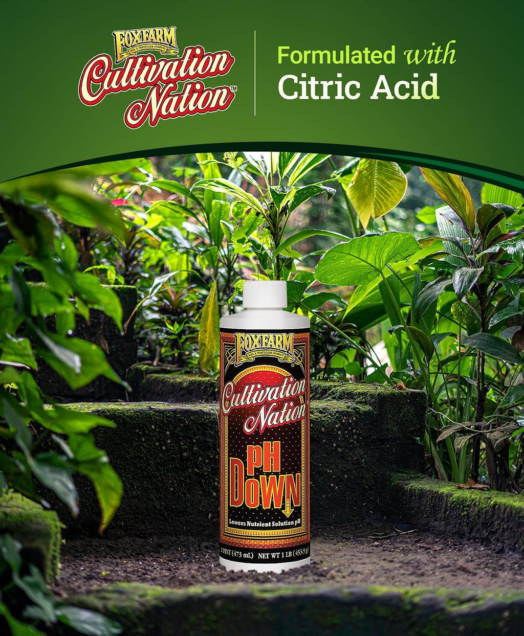 FoxFarm Cultivation Nation pH Down for Plants’ Nutrient Solutions - Formulated with Citric Acid for Adjustment - Ideal