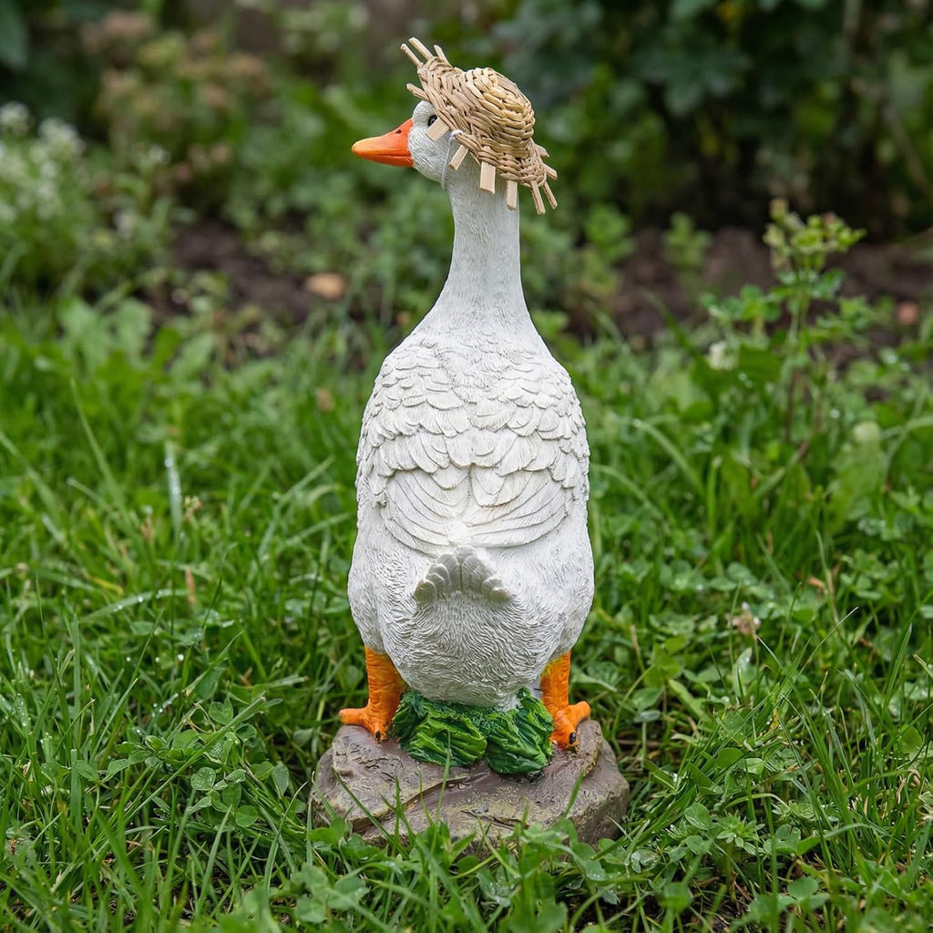 Funny Duck Outdoor Statue, Resin Garden Lawn Yard Decor, Figurine Sculpture Ornament for Porch Patio Flower Bed Home