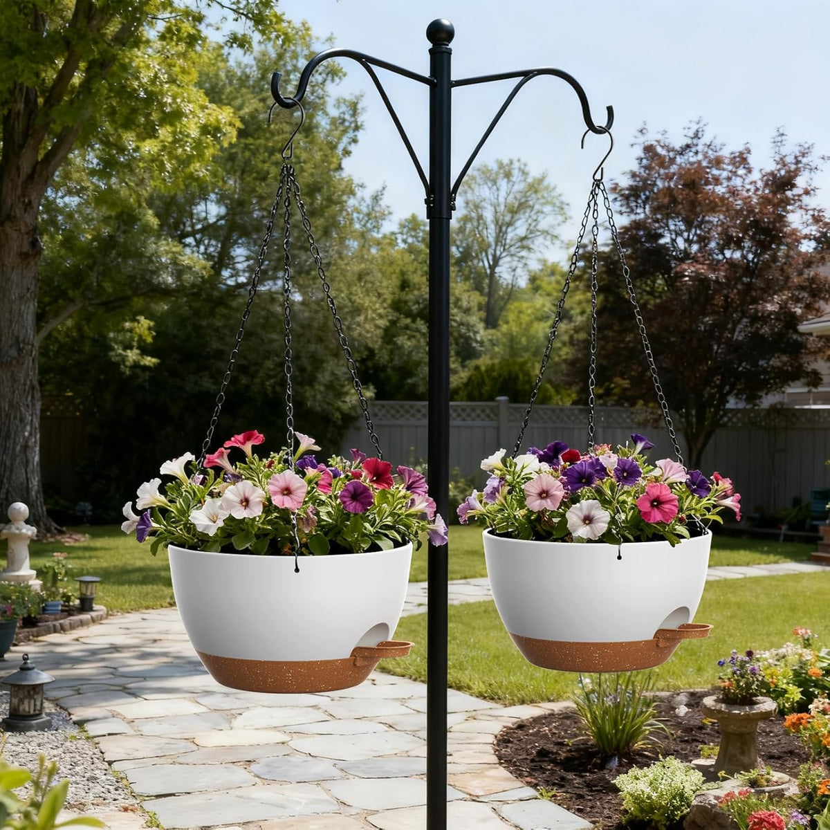 UOUZ 13 Inch 2 Pack Large Self Watering Hanging Planters for Indoor Outdoor Plants, Hanging Plant Pots with Removable