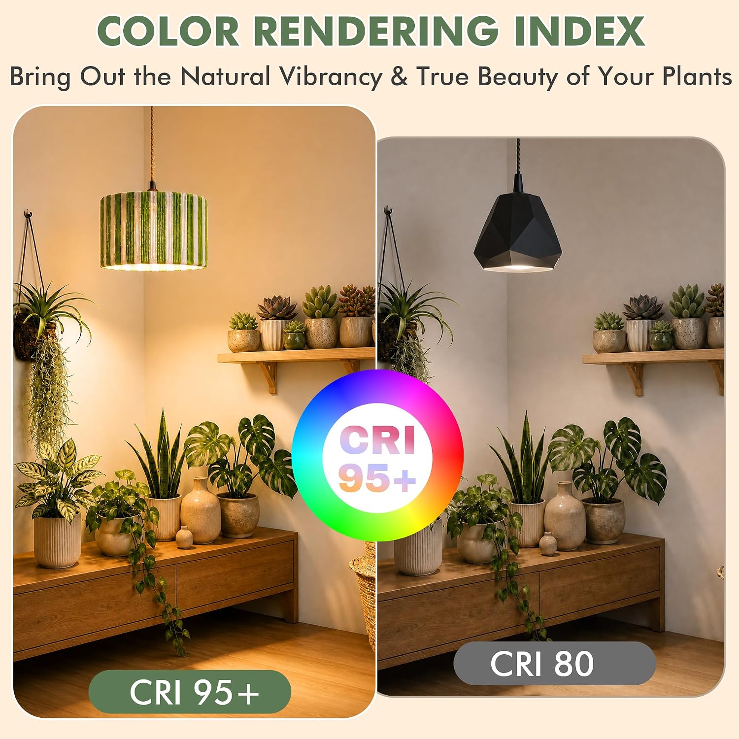 Hanging Grow Lights for Indoor Plants, Full Spectrum Plant Light with Timer | 15FT Power Cord Decorative Pendant Plant