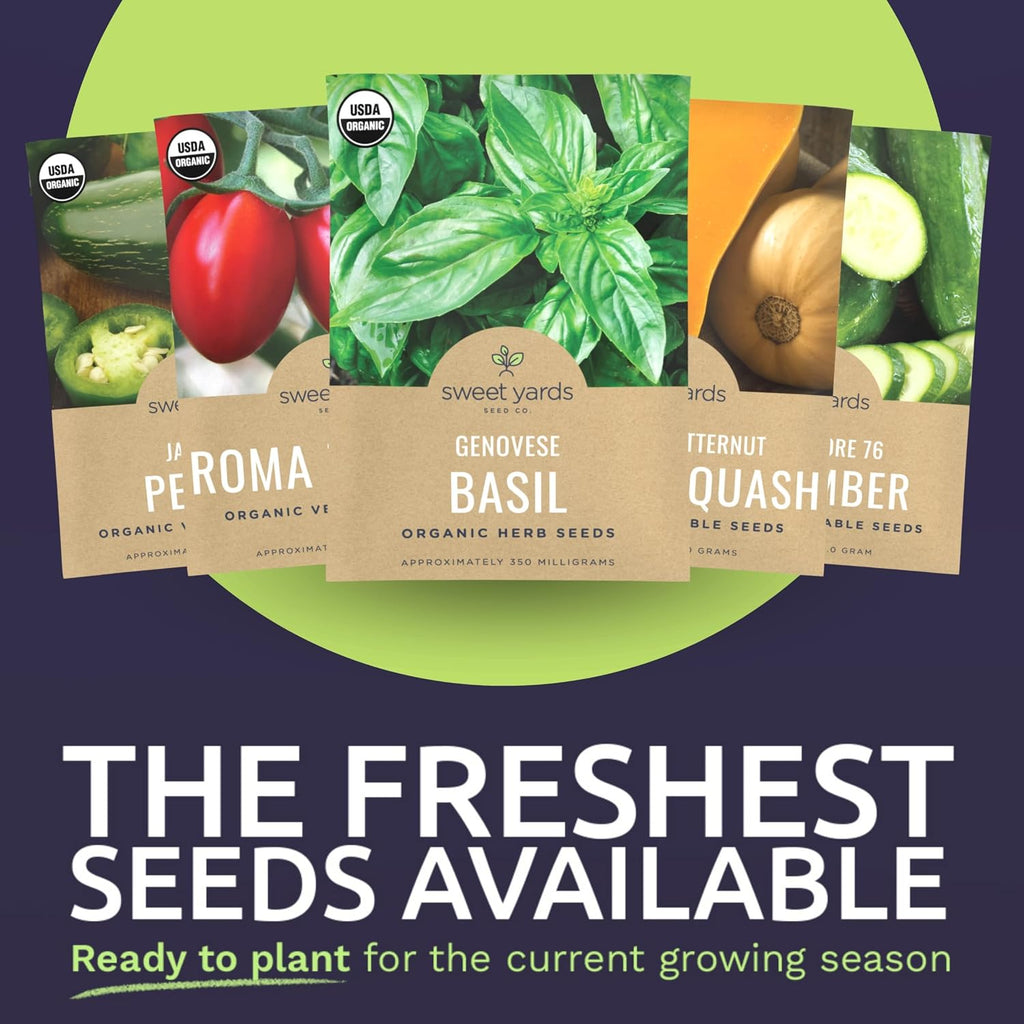 Organic Seeds Ultimate Variety Pack - 60 Individual Packs - 2026 Season - Genovese Basil, Nantes Carrot, Roquette