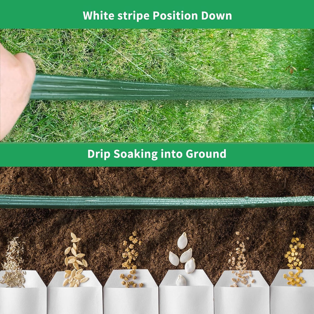 Watoo 2026 Sprinkler Hose & Soaker Hose for Yard - 50 FT Reinforced Flat Garden Hose with Holes, Heavy Duty No-Kink