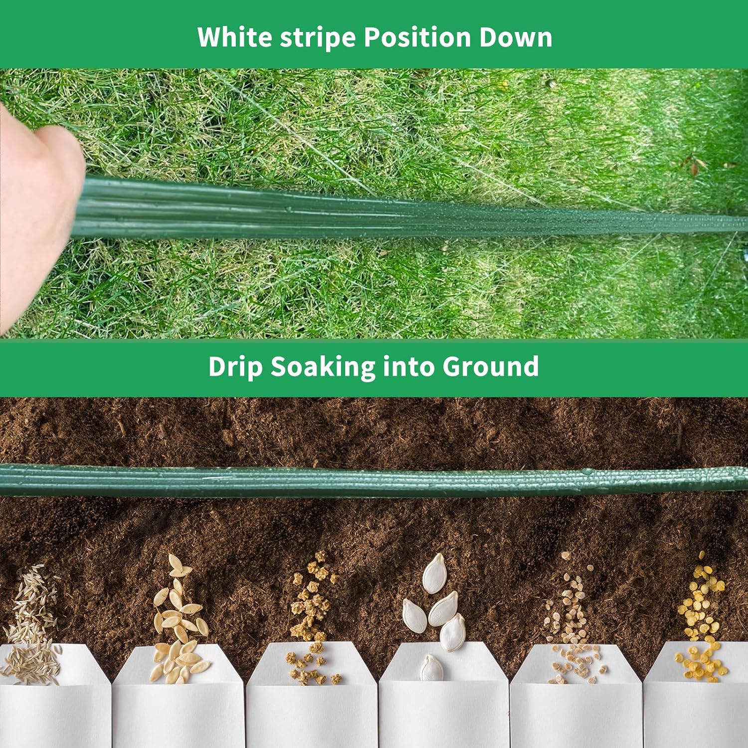 Watoo 2026 Sprinkler Hose & Soaker Hose for Yard - 50 FT Reinforced Flat Garden Hose with Holes, Heavy Duty No-Kink