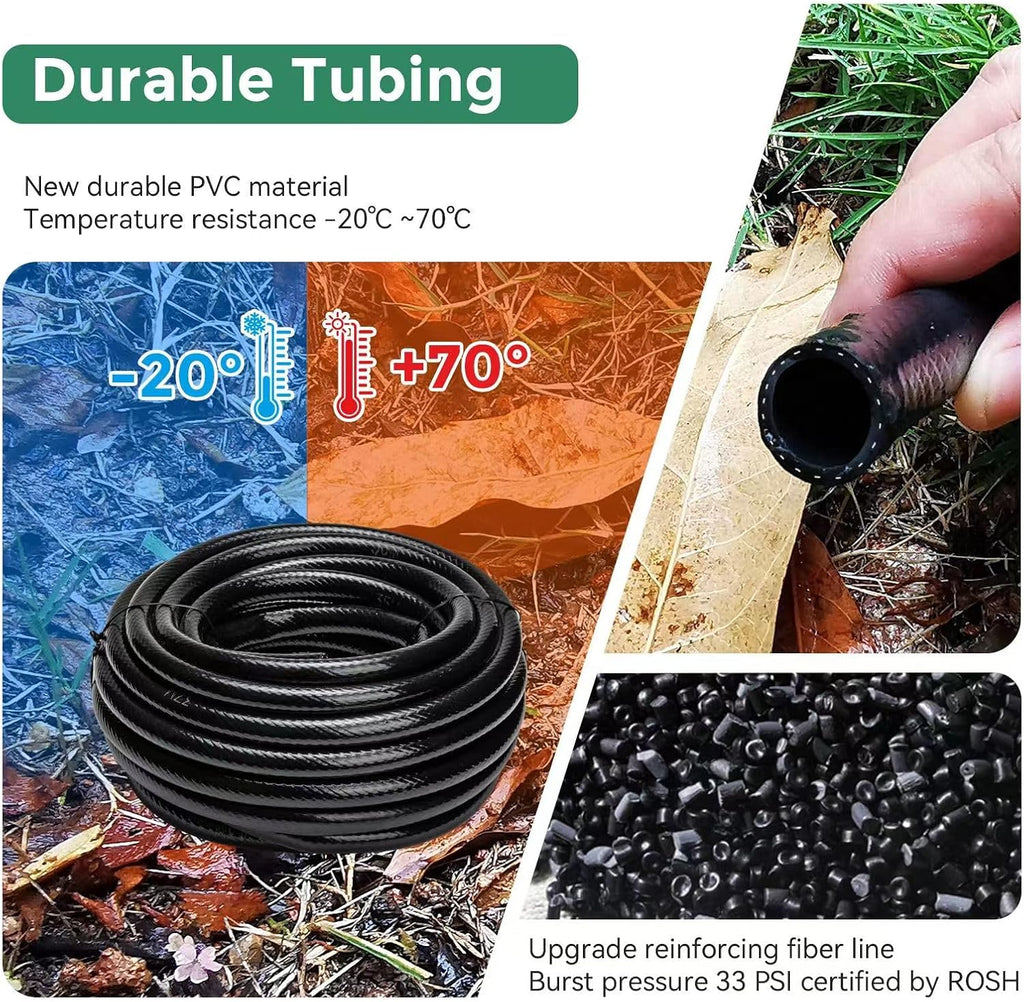 Maotong 40 FT 1/2 inch Drip Irrigation Tubing Main Line Hose Tube for Garden Irrigation System (Includes 1/2" Straight