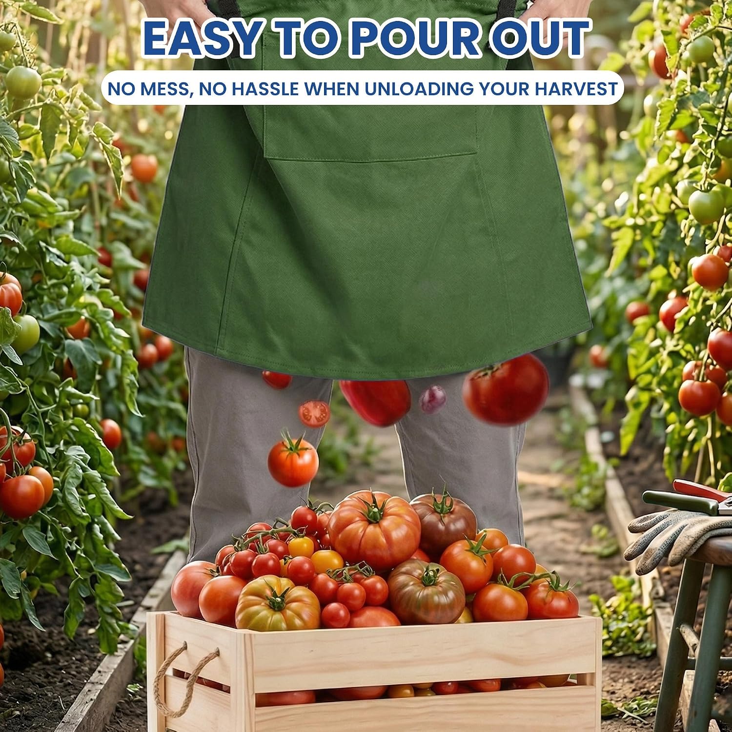 Gardening Apron with Pockets, Waterproof Cross Back Harvest Apron for Women & Men, Field Work Garden Apron Gift