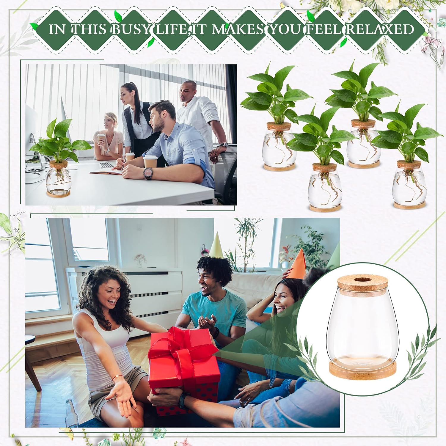 Nuanchu 4 Pcs Desktop Plant Terrarium Plant Propagation Vase Propagation Jars Glass Containers Air Planter Water