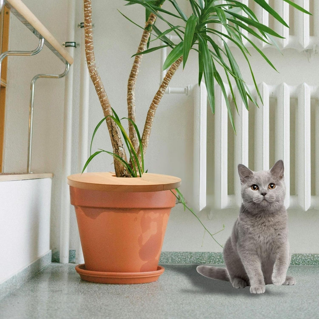 13.7 Inch Plant Pot Grid from Animals, Wooden Plant Pot Cover, Indoor Plant Protector from Cats, Flowerpot Decorative