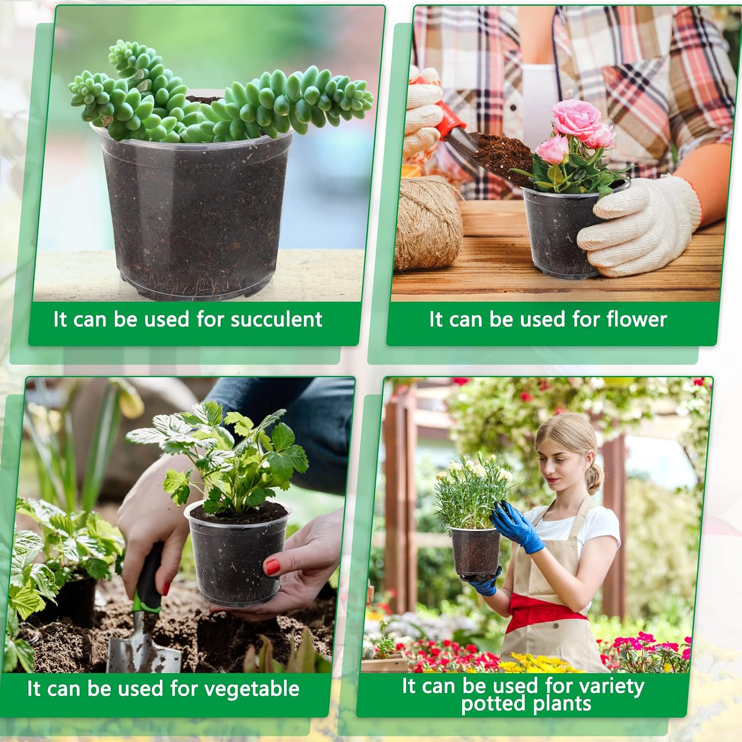 OUPSAUI 28 Pack 4/5/6/7 Inch Clear Nursery Pots for Plants with Drainage Holes, Clear Plastic Seedling Flower Plant Pot