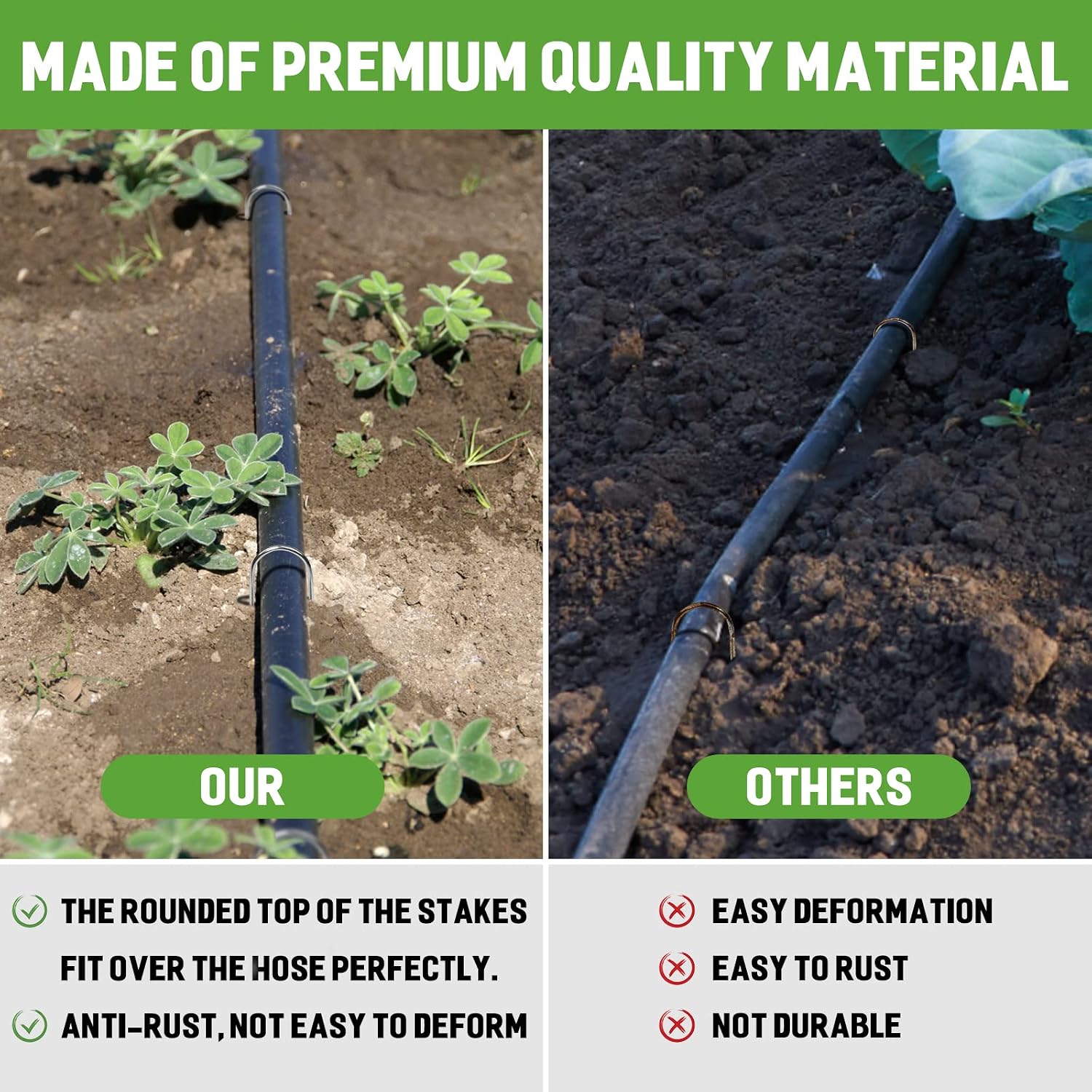 4 Inch 160 Pack U - Shape Garden Stakes Line & Irrigation Stakes | 11 Gauge Galvanized Landscape Staples for Tube