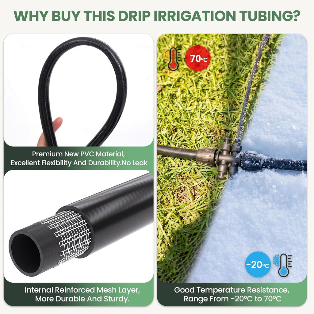 40FT 1/2 Inch Drip Irrigation Tubing Extension Hose, Main Line Watering Tube for Expanding Garden Irrigation Systems