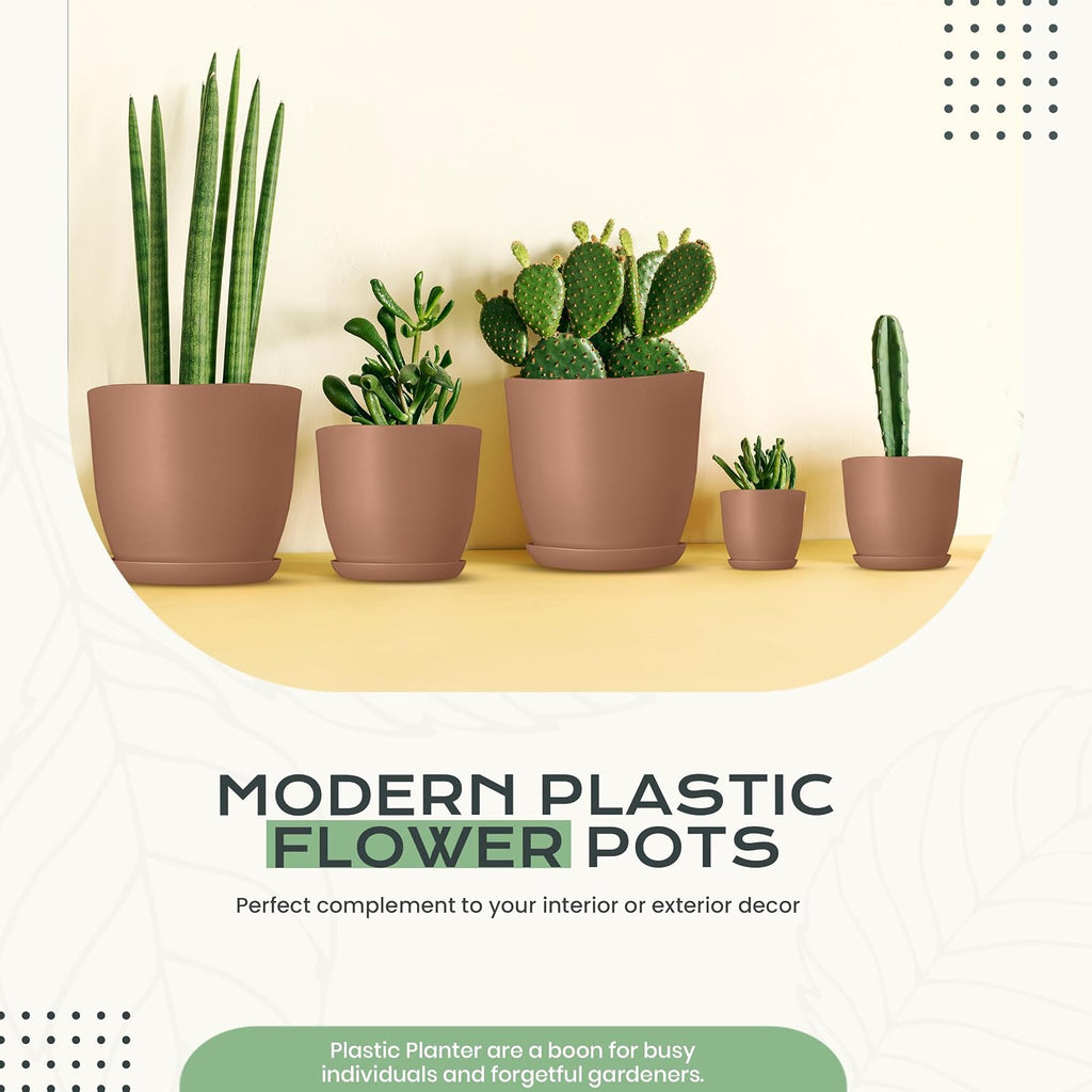 Plant Pots Indoor with Drainage 10 Pack Multi-Size Planters Set Terracotta | Drainage holes included Multiple sizes