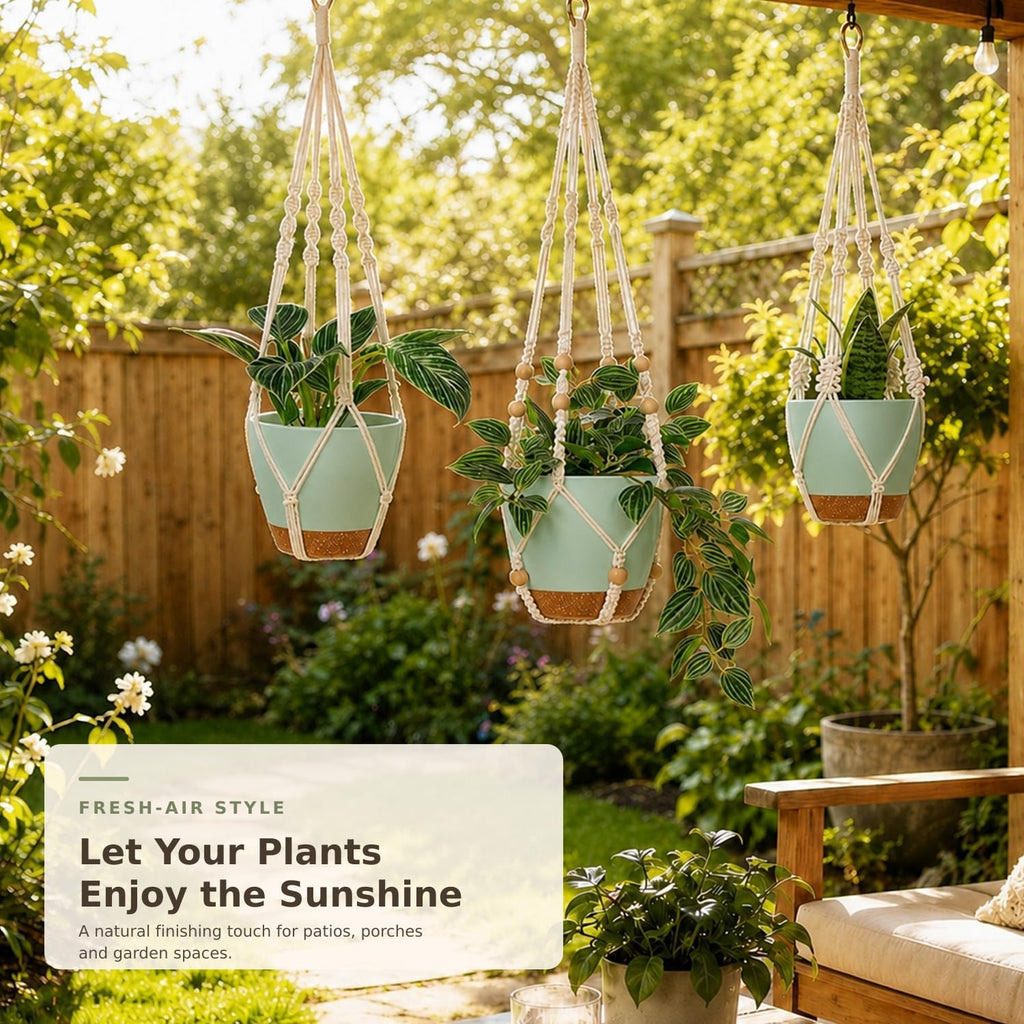 Bouqlife Self Watering Hanging Planters for Indoor Plants 3 Pack Macrame Plant Hangers with Drainage Holes Pots and