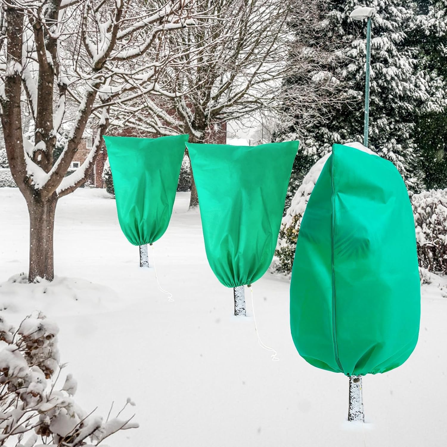 Homimp Plant Covers Freeze Protection, 2 Pack Frost Covers with Zipper Drawstring (71" x 47.3") Plant Protection Cover