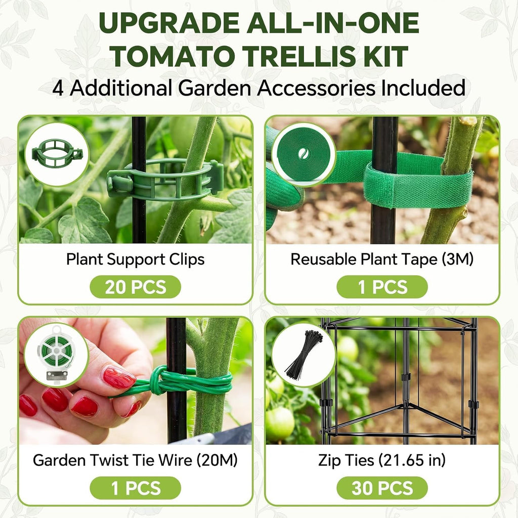 46 Inch Heavy Duty Metal Tomato Cage for Garden - 3 Pack Metal Steel Tomato Cages, Panel-Assembled Garden Trellis