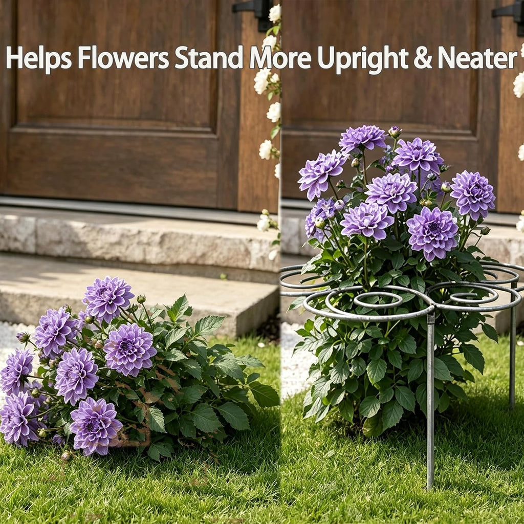 Metal Plant Support Ring, Heavy-Duty Peony & Dahlia Cages and Supports | Stackable Flower Support for Indoor & Outdoor