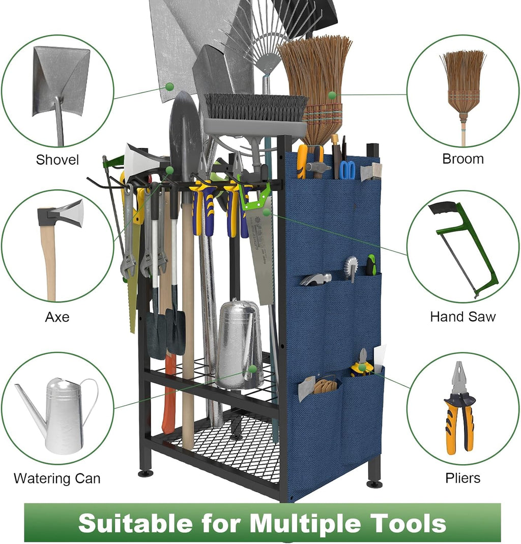 Garden Tool Organizer, Garden Yard Tool Rack for Garage, Garage Organization and Storage, Metal Yard Tools Storage up