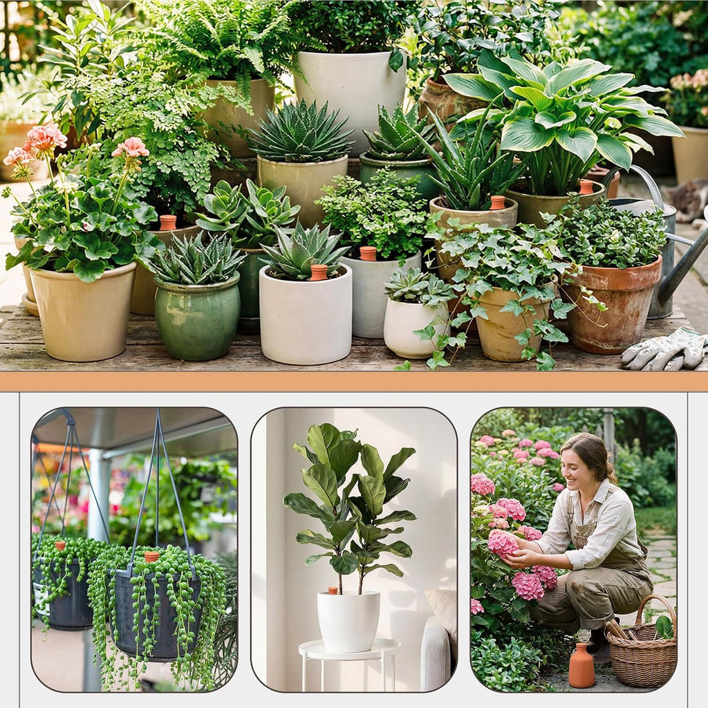 DoubleFill 1 Pcs 100 oz Ollas Terracotta Watering Pots Self Watering Planter Insert Terracotta Globes Clay for Outdoor