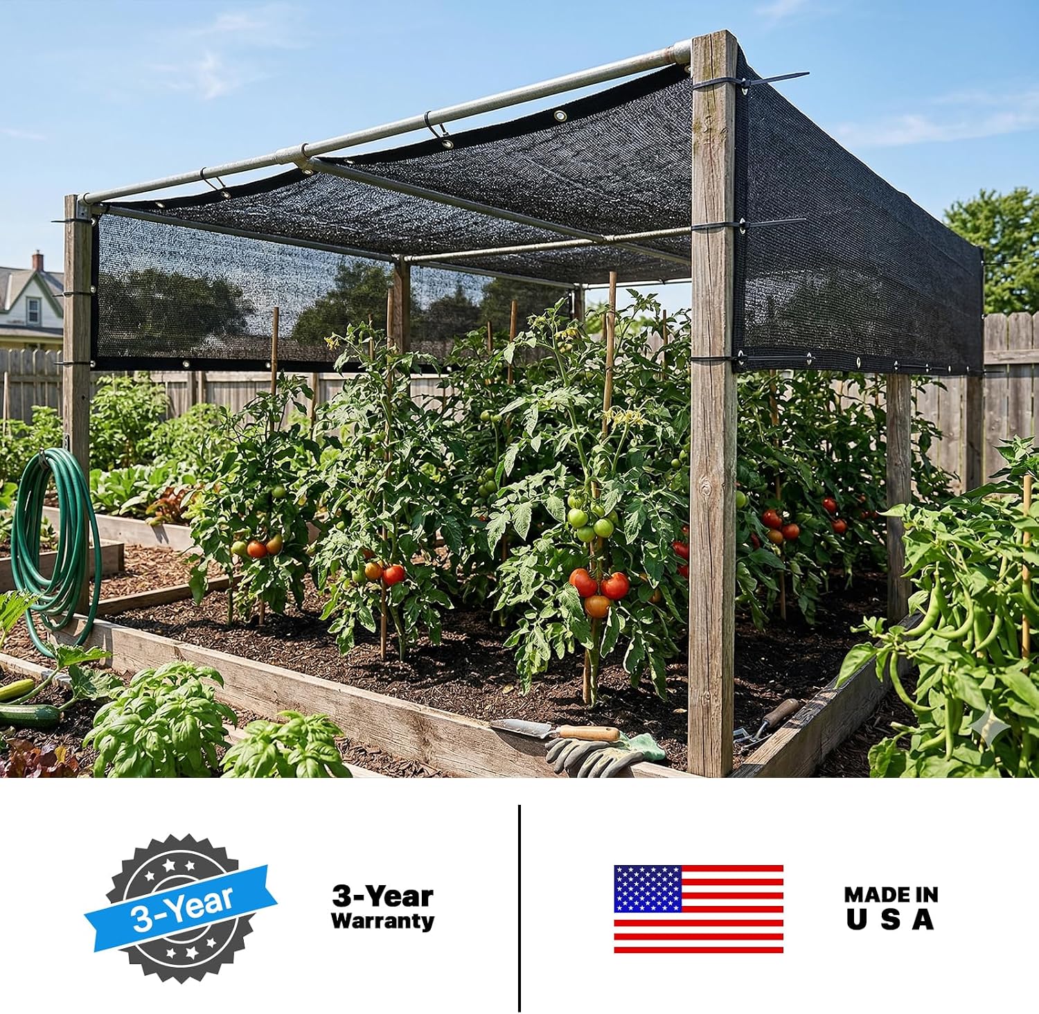 Amgo 50% Black Shade Cloth, 8FT x 16FT Mesh Tarp, Black Sun Shade Netting with HDPE Material and Heavy Duty Grommets