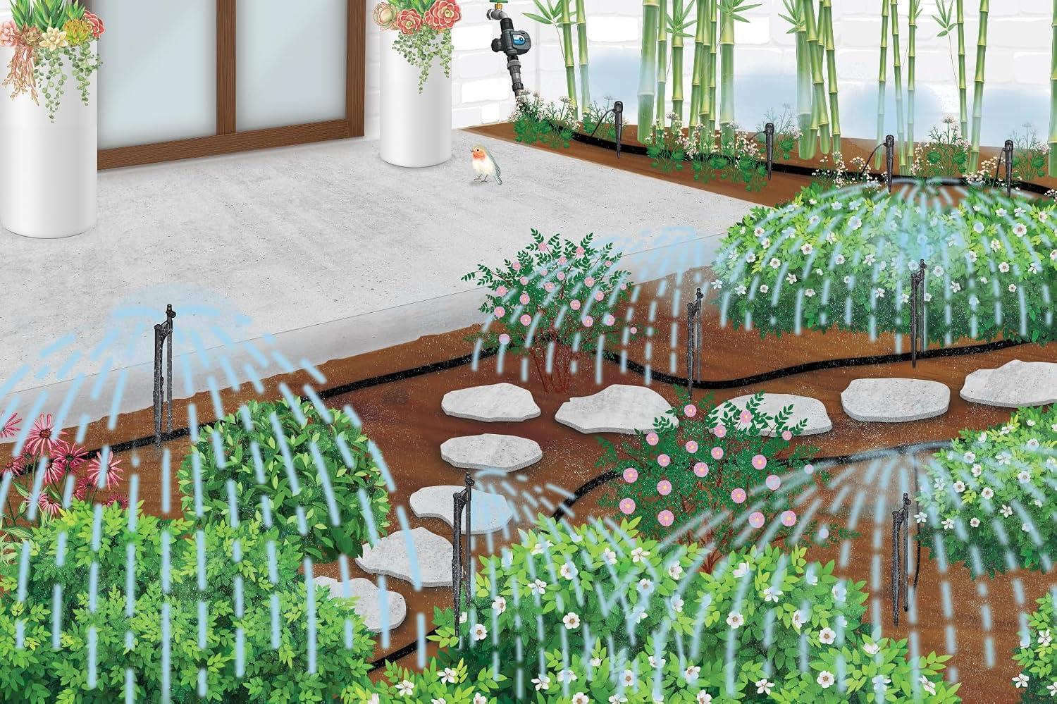 DIG SM50 Adjustable Micro Sprayer 46 Piece Kit for Gardens - Versatile and Efficient Watering up to 500 sq. ft.