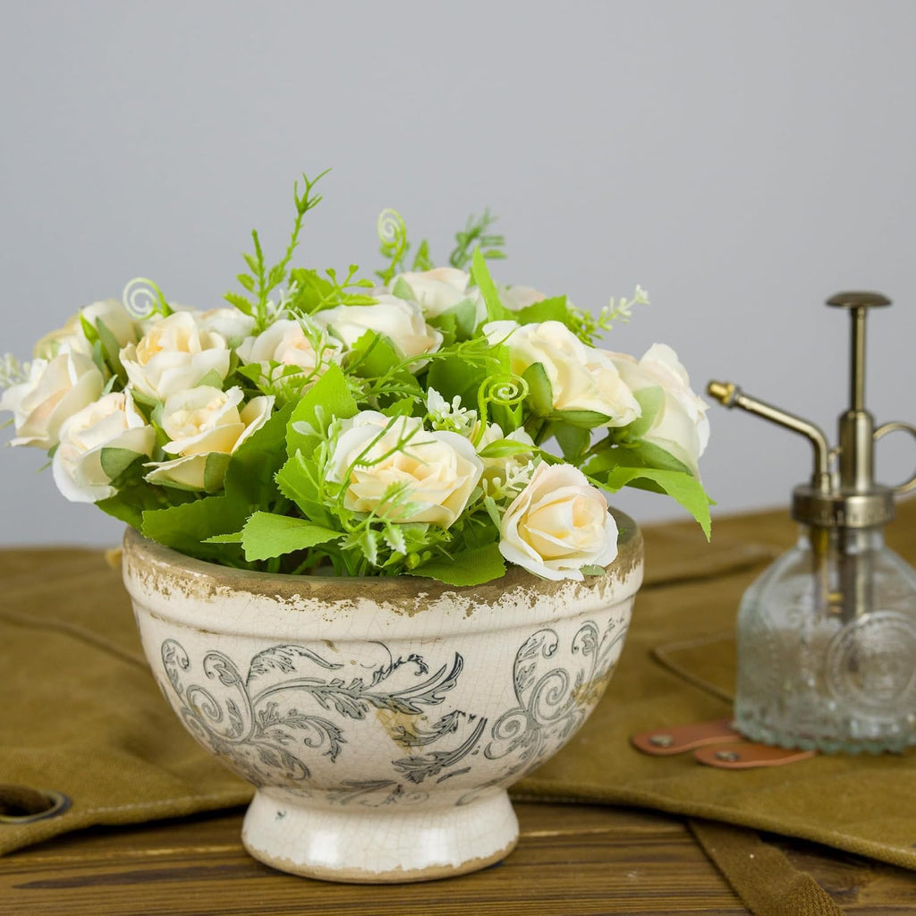 Dosayes Vintage Ice Crackle Grazd Ceramic Flower Pot with Drainage Holes, 4.33 Inch Rustic Planter for Indoor Plants