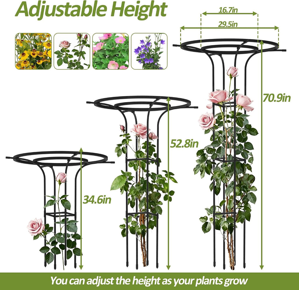 Trellis for Climbing Plants Outdoor - 69" Height-Adjustable Plant Support | Rustproof PE-Coated Steel Pipe, Sturdy