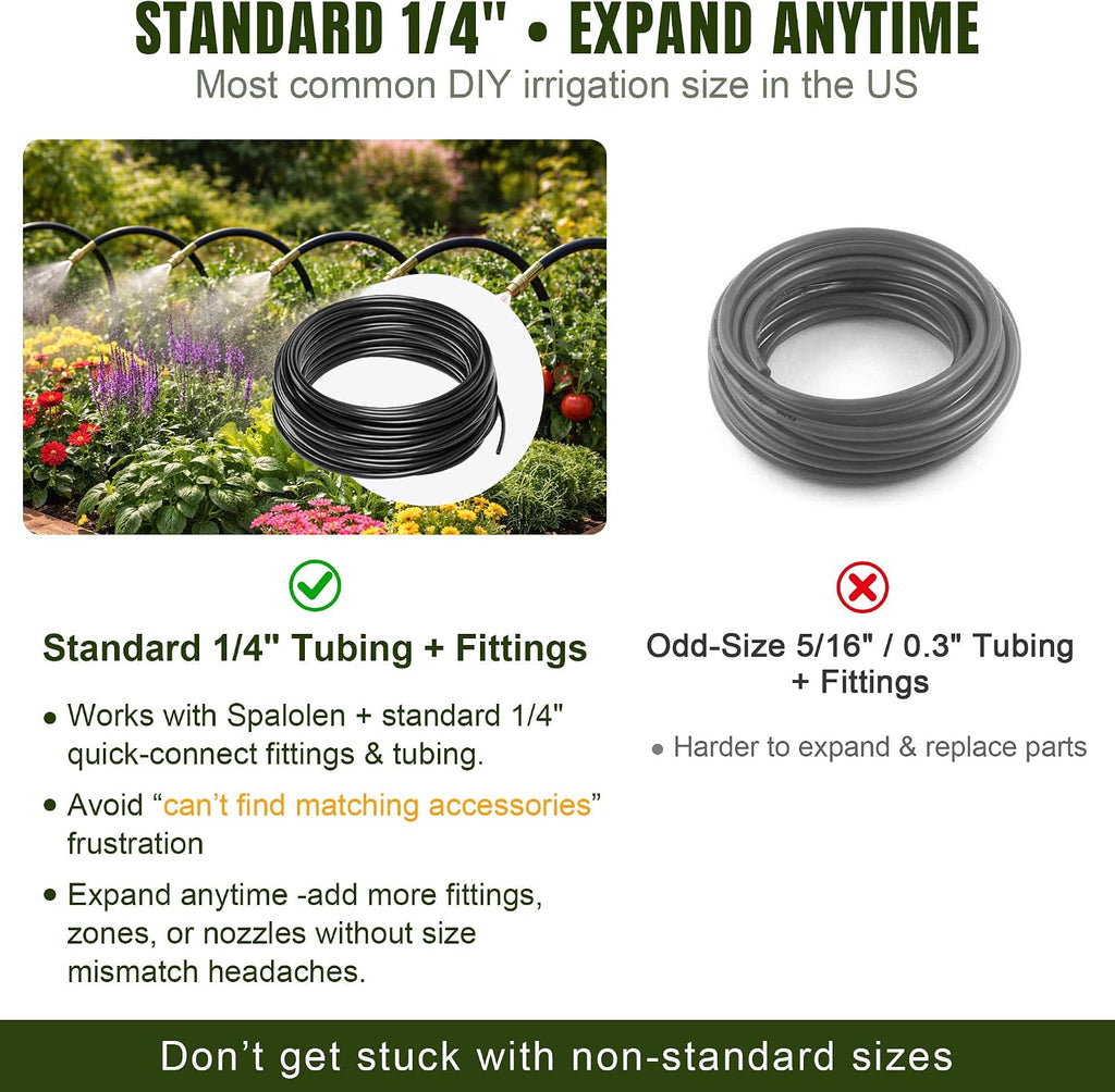 100FT Drip Irrigation System Kit Dual-Zone Garden Atomizing Watering System with 30 Copper 360° Adjustable Bendable