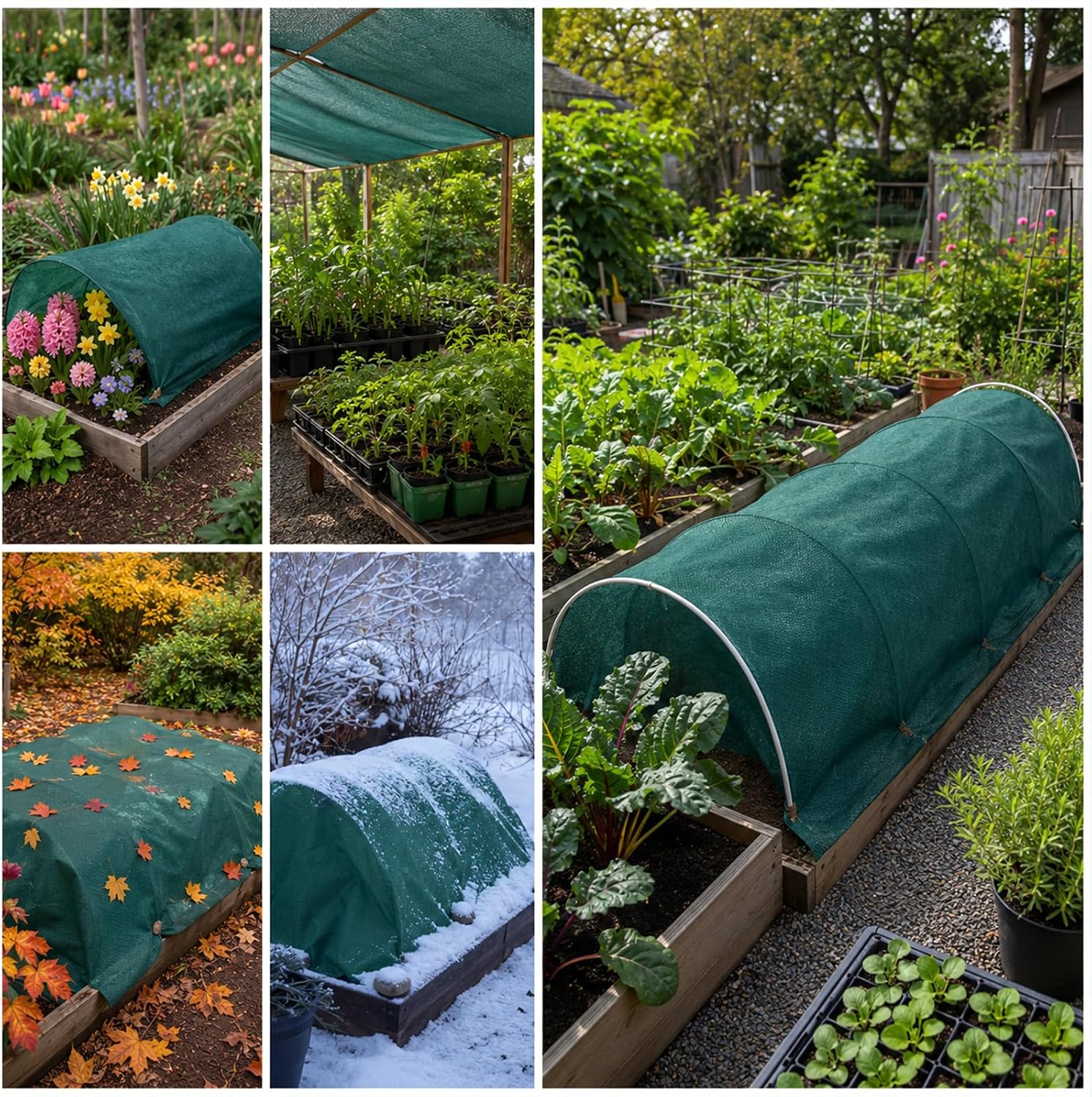 Plant Covers Freeze Protection, 10ft x 50ft 1.41 oz/yd² Frost Cloth Plant Blankets Floating Row Covers with 35